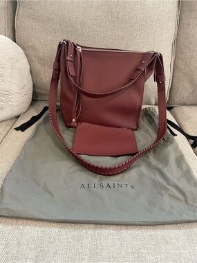 All Saints Kita Leather Shoulder/Crossbody Bag with Wristlet